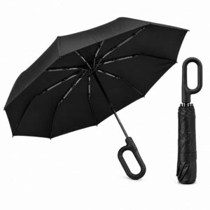 Vasukie Compact Travel Umbrella with Ergonomic C-Shaped Handle, Wind Resistant Folding Umbrella for Men & Women, Lightweight Portable Umbrella for Travel, Office & Daily Use
